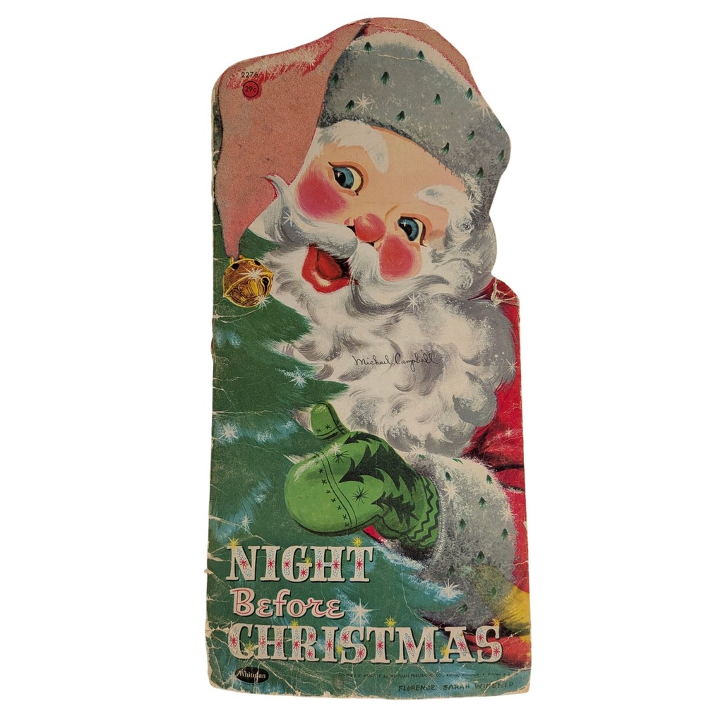 Vintage Whitman Night Before Christmas Santa Die Cut Book 1958 Winship 2276